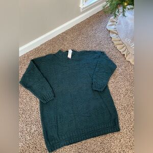 NWT Vintage White Stag Green Chunky  Grannycore Grandpa Sweater Tunic L Cotton